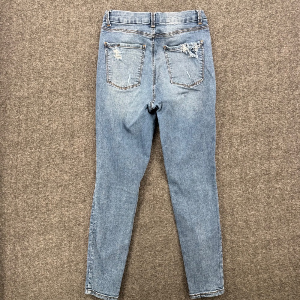 No Boundaries Womens High Rise Distressed Skinny Jeans Medium Wash Blue Size 7 - Picture 9 of 12